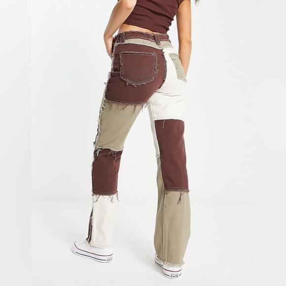 ASOS Jaded London boyfriend jeans in brown patchwork denim Women Size 26 - Picture 2 of 11